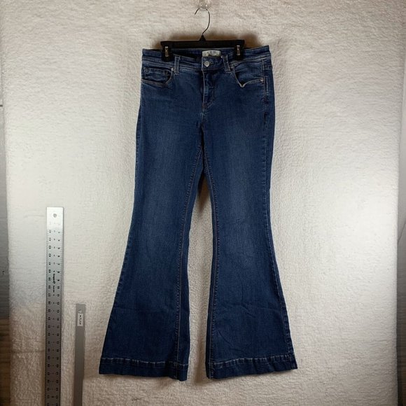 Free People Jeans Women's‎ 29 Blue Denim Cotton Mid-Rise 5-Pockets Bootcut 7826 - Picture 1 of 8